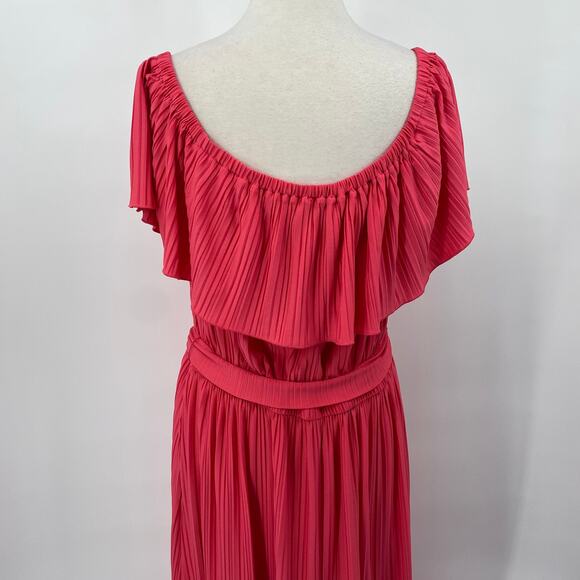 Lane Bryant Convertible Off the Shoulder Pleated Maxi Dress Coral Plus Womens 4X - Picture 6 of 11